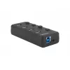 USB hub NATEC MANTIS USB 2.0 Type-B — 4x USB 3.2 Gen 1 Type-A ports, black, 0.8 m cable, AC adapter, power switch