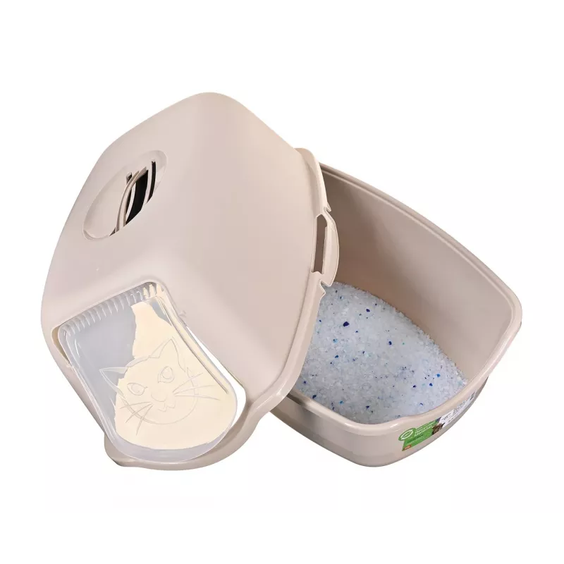 Litter box DIAMENTIQ BAYA, plastic, reversible doors, 55.5×40×38.7 cm, beige
