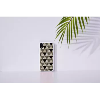 Smartphone case iKins for iPhone XR — pyramid pattern, white