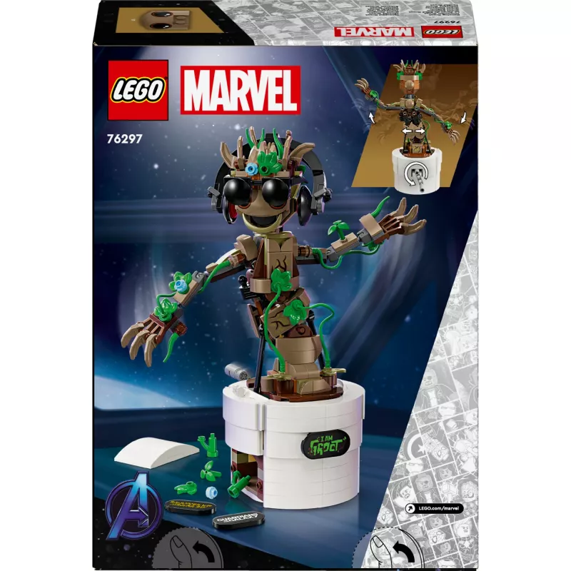 LEGO Marvel Dancing Groot Buildable Animated Toy Action Figure Guardians of the Galaxy Character Kids’ Hand-Operated Interactive Playset Super Hero