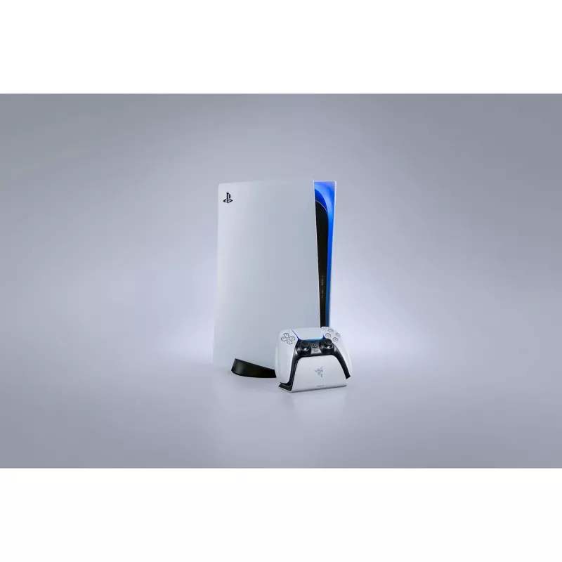 Charging stand Razer RC21-01900100-R3U1 for PlayStation 5 controllers — white, charges one controller, includes USB-C to USB-A cable