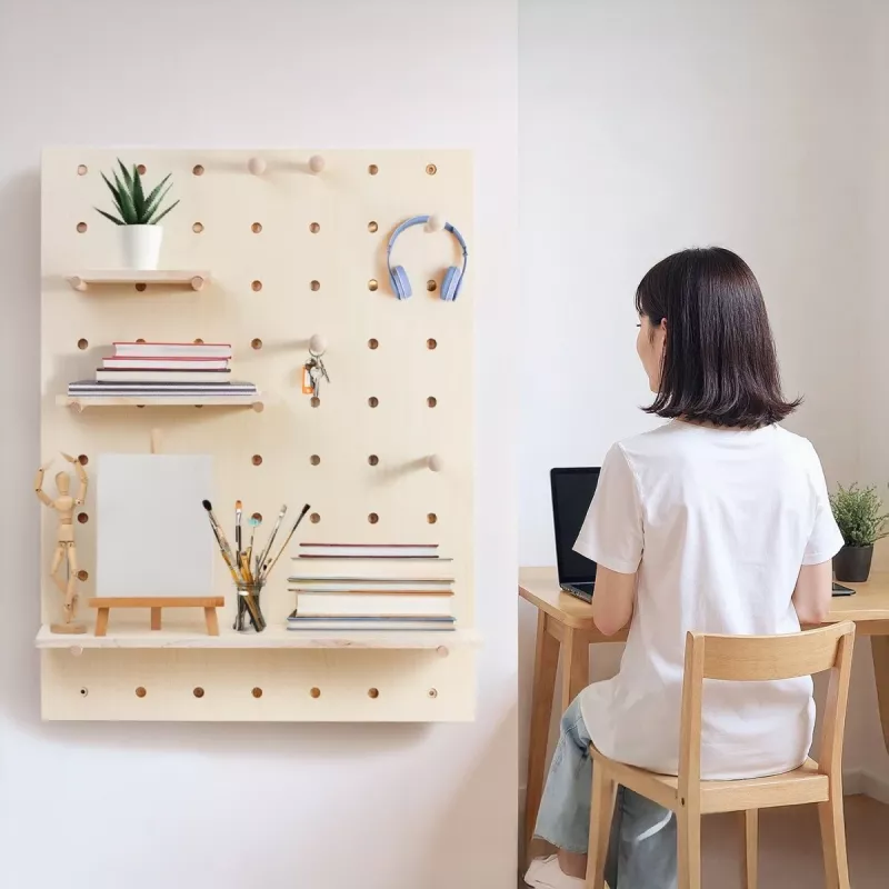 Cable organizer MACLEAN MC-131 WD wooden board for desk and wall mounting, max load 20 kg