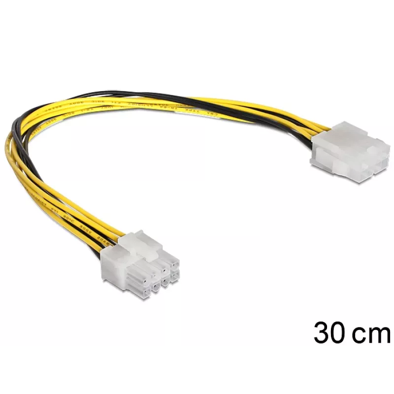 DeLOCK - Power Extension Cable - Internal Power Supply, 8-pin (M) - Internal Power Supply, 8-pin (W) - 30 cm (83342)