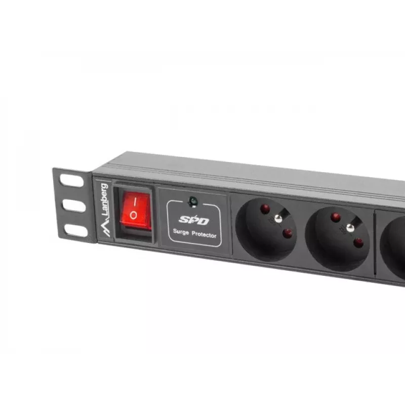 Power distribution unit LANBERG PDU-04E04I-0200-IEC-BK — 1U, 4 Type E outlets, 2 m cable, 10 A, 220–250 V