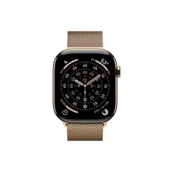 Apple Watch Series 11 GPS + Cellular 46mm Gold Titanium Case with Gold Milanese Loop - S/M (MFD74ZR/A)