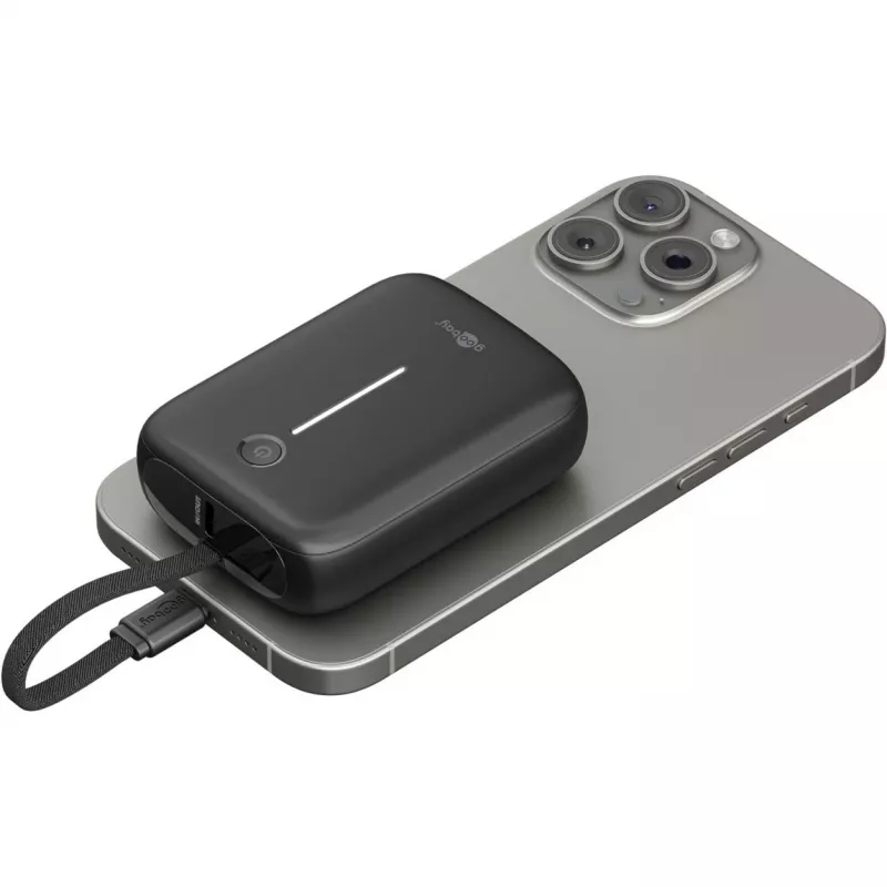 Portable Power Bank Goobay 10,000 mAh with Integrated USB-C Cable - 20W Compact Travel (76251)