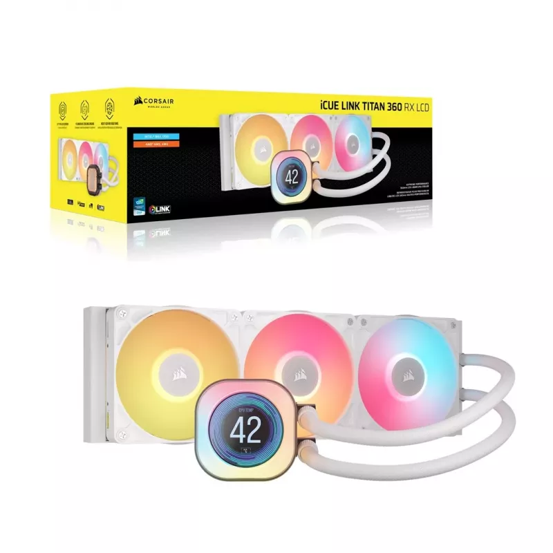 All-in-one liquid cooler Corsair iCUE LINK TITAN 360 RX LCD 12 cm White