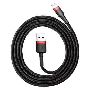 USB-A to Lightning cable Baseus Cafule 2.4A QC 3.0, 1 m — black/red