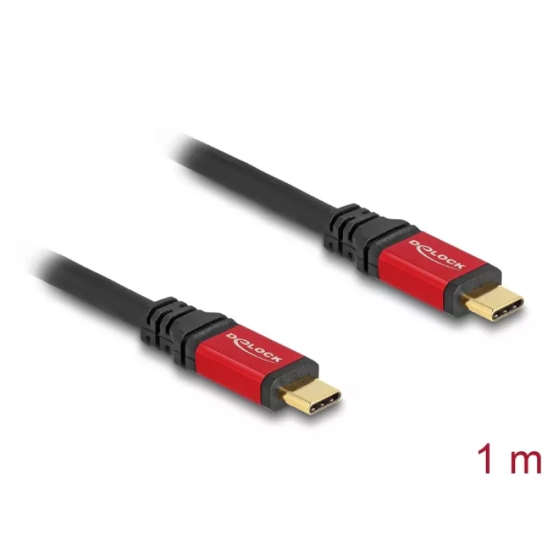 DeLOCK USB Cable USB Type-C male to male 10 Gbps PD 3.0 100 W 1 m red metal