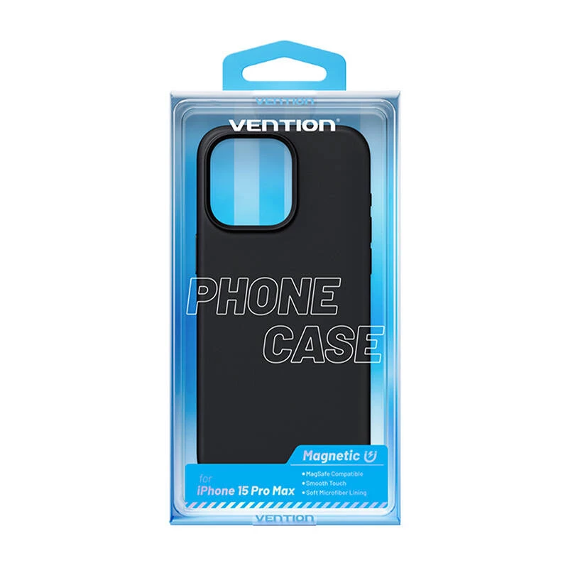 Protective silicone case Vention KUFB0-40 for iPhone 15 Pro Max — black soft-touch cover