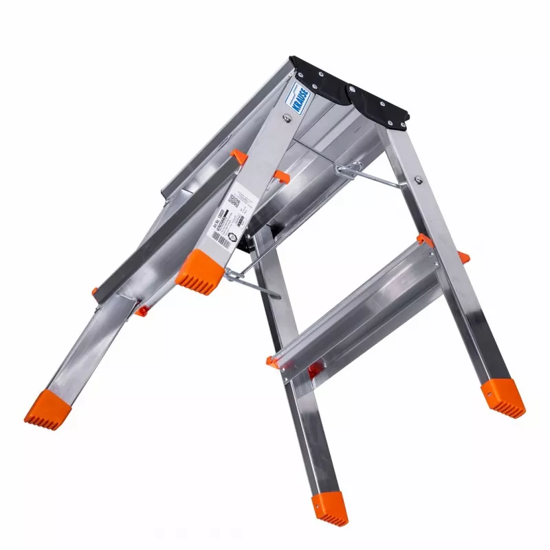 Folding step ladder Krause Treppy Silver 130020 — aluminium, 2 steps, 150 kg capacity, folded 55×20 cm, weight 2 kg