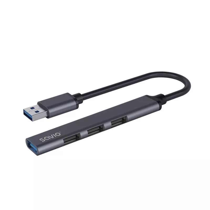 USB hub SAVIO AK-70, 7-port USB 3.0, 4 usable ports, USB Type-A host, 5 Gbit/s transfer, warranty 2 years