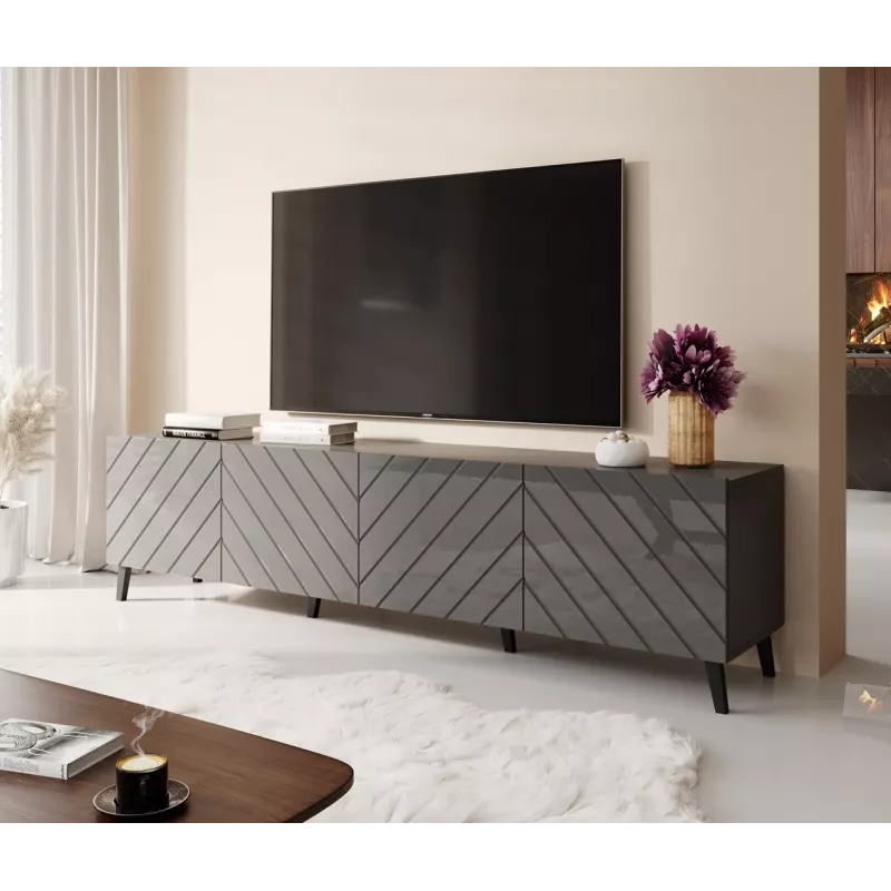 RTV cabinet ABETO 200x42x52 graphite/gloss