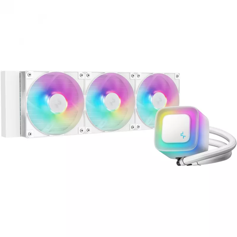 All-in-one liquid cooler DeepCool LE360 WH V2 12 cm White — 360 mm radiator, 3x120 mm fans, LGA 1851 support