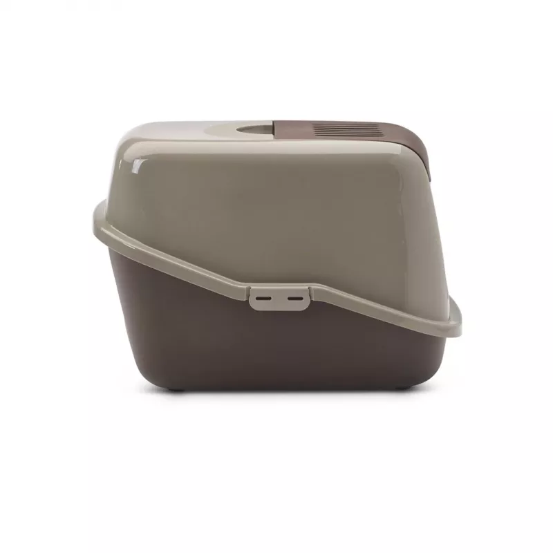 Covered cat litter box Savic Nestor, plastic, 56×39×38.5 cm, warm gray–chocolate brown