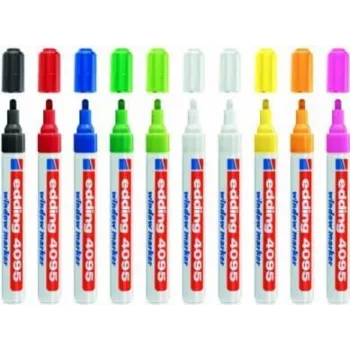 Chalk Marker Edding 4095 Black Blue Green Orange Pink Red White Yellow 10 pcs