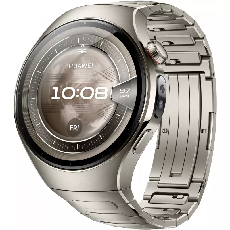 Smartwatch HUAWEI WATCH 5, 1.5 inch AMOLED, 466×466, 46mm titanium case, Wi‑Fi, GPS, Silver