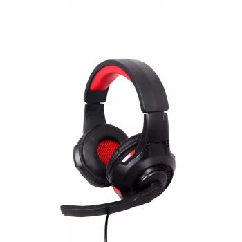Wired gaming headset GEMBIRD GHS-U-5.1-01 — over-ear, 5.1 support, 20–20,000 Hz, 2 m cable, red/black