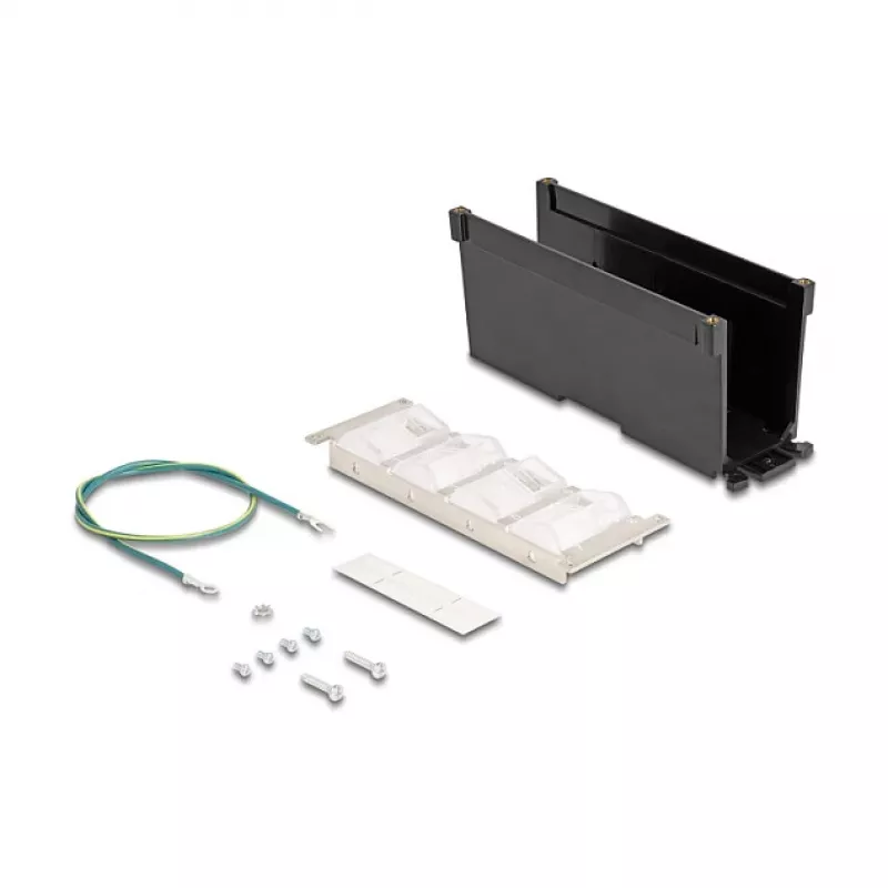 DELOCK Keystone Holder 8-port tiltable snap-in frame for DIN rail or wall mounting, black, 78×154×55 mm