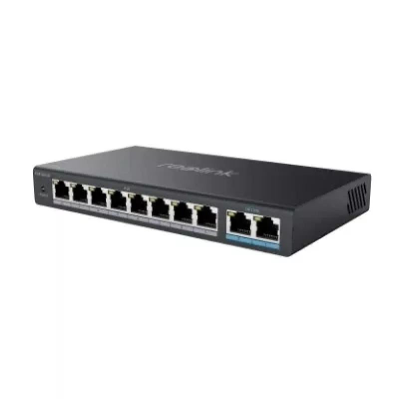 Network PoE Switch Reolink RLA-PS1 — 8-port PoE, 150W total budget, IEEE 802.3af/at, 2x Gigabit uplink