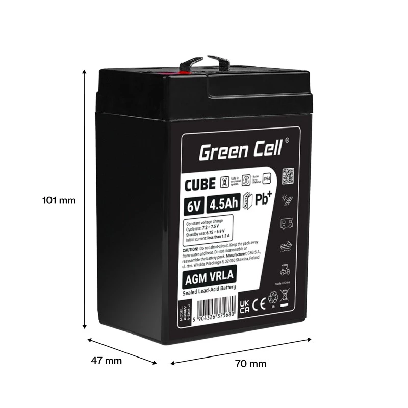 Battery AGM VRLA 6V 4,5Ah IP54