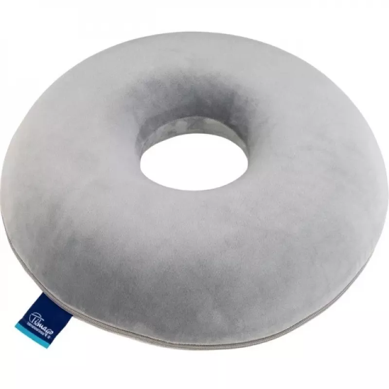 Pressure cushion TIMAGO SUPPORT TIM opening — foam seating cushion with centre hole, 390×390×80 mm, grey