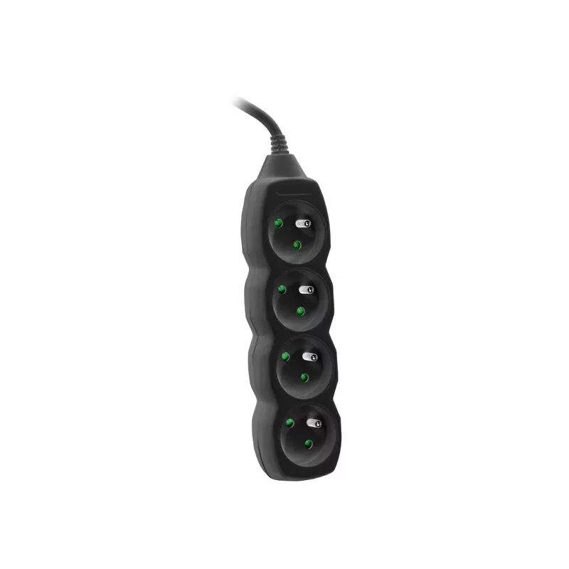 Tracer PowerCord Extension Lead, 4 Sockets, 3m, Black