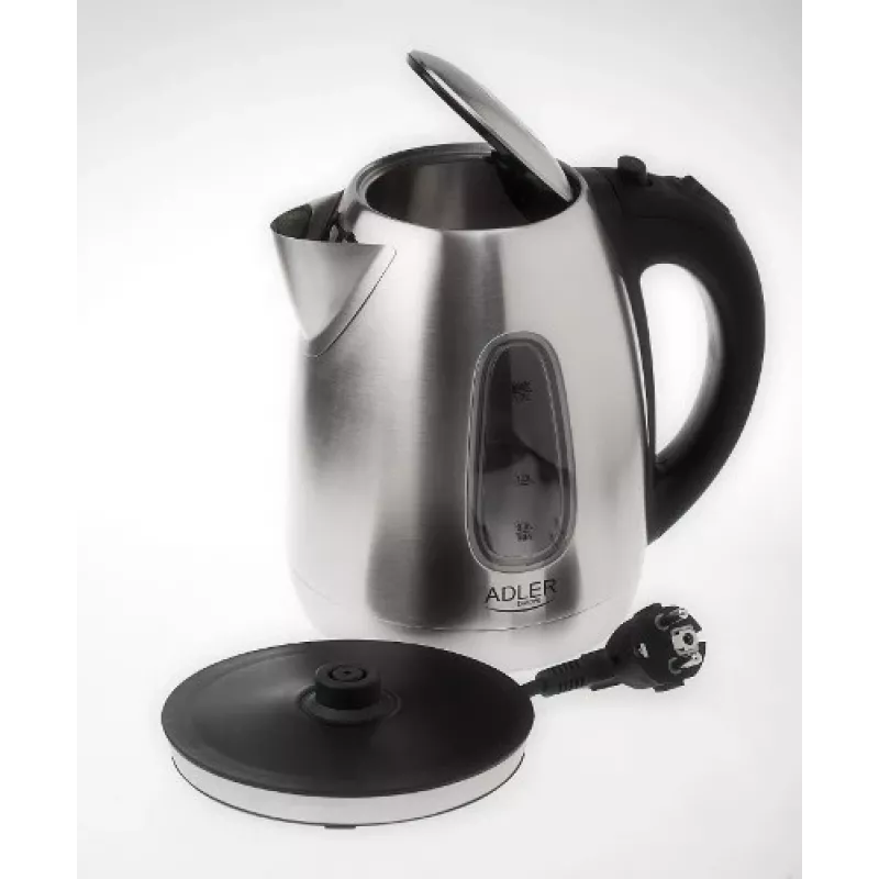 Electric kettle Adler AD1223 — 1.7 L, 2000 W, stainless steel with black accents