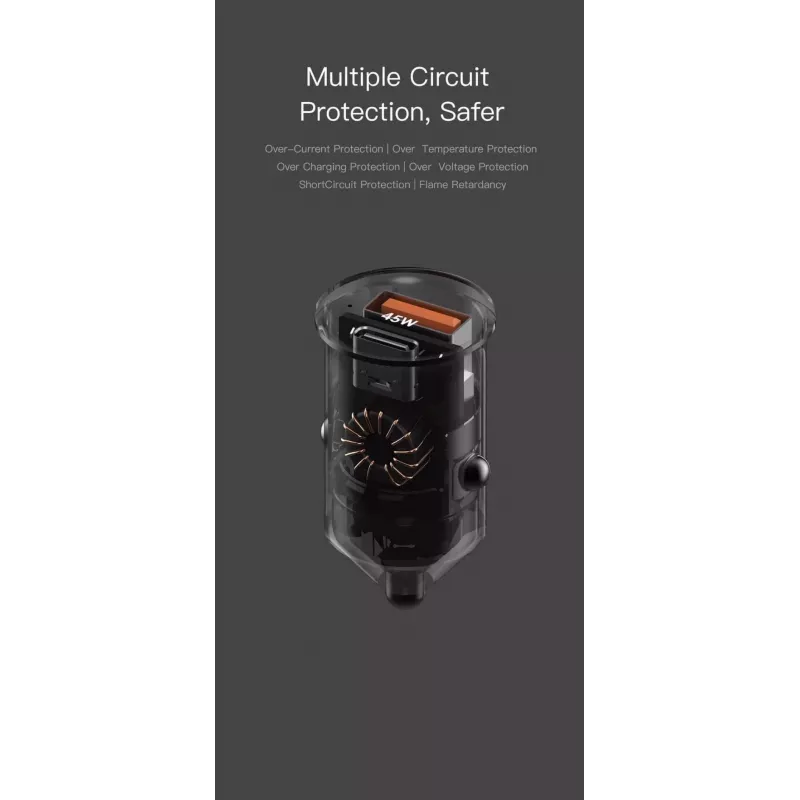 Car Charger Orsen C8 45W — 45W USB-C PD Fast Charging, Black