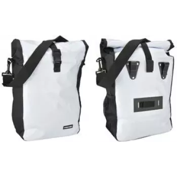 Bicycle luggage carrier bag FISCHER 86264 — durable white/black, rear rack-mounted