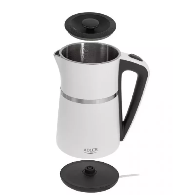 Electric kettle Adler 1.7l 1355w white double wall