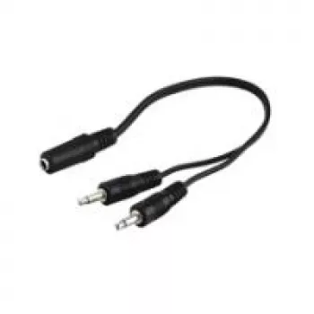 Wentronic Goobay 3,5mm-jack-Adapter Cable, Black, 0.2 m - jack 3,5 mm-Socket (3-Pin, Stereo) > 2x jack 3,5 mm-Plug (2-Pin, Mono) (50472)