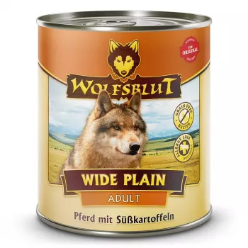 Wet dog food Wolfsblut Wide Plain Horse Meat with Sweet Potatoes 800 g — complete canned diet, monoprotein, adult, gluten- & soy-free