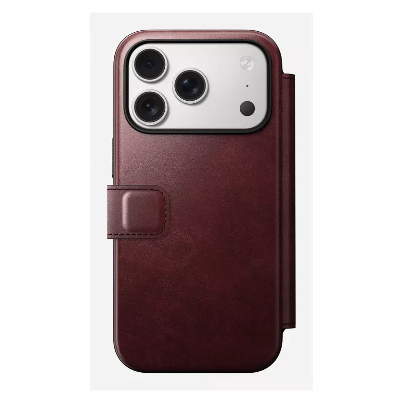 Mobile phone cover Nomad Modern Leather Folio for Apple iPhone 17 Pro, 6.3 inch (16 cm), leather burgundy