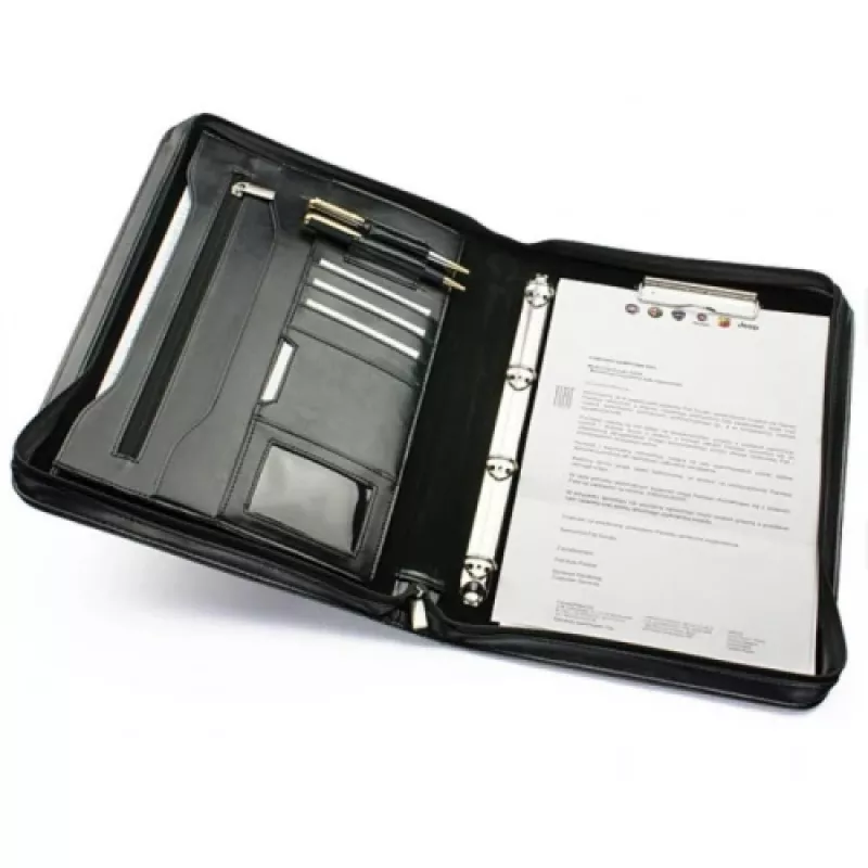 Document Folder A4 with Clamp and 4 Rings, Black, 355x260x50mm