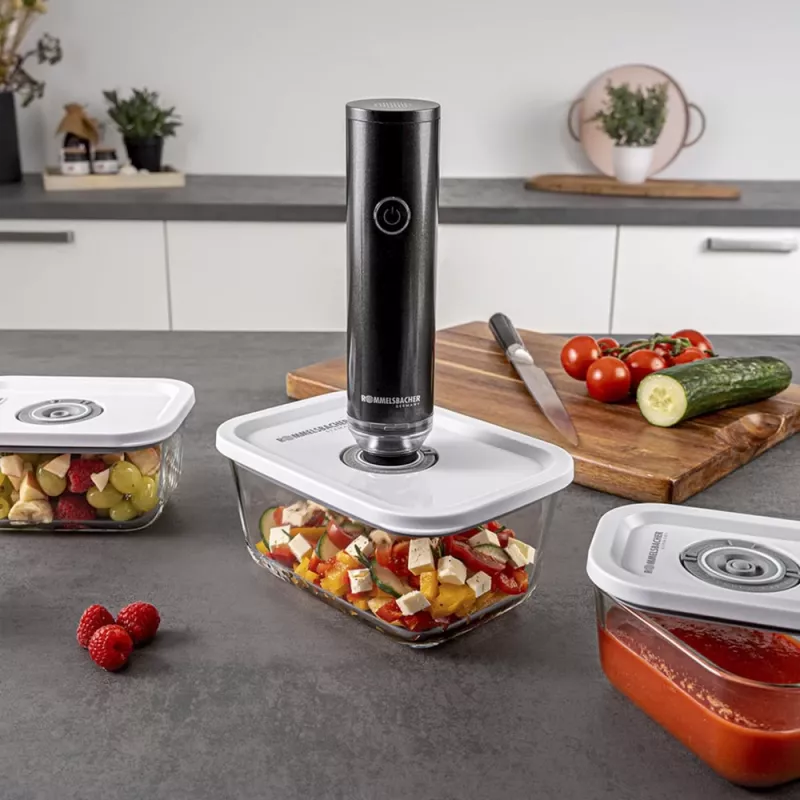 Hand-held vacuum sealer Rommelsbacher VAC 253/S, battery operated, anthracite, with 3 glass containers
