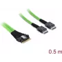 Internal PCIe 4.0 cable DELOCK Slim SAS SFF-8654 8i to 2× OCuLink SFF-8611 4i 0.5 m