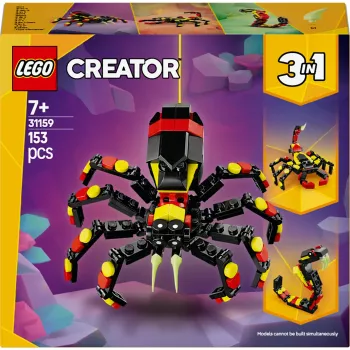 LEGO Creator 3-in-1 buildable spider model 31159 — 153 pieces, age 7+, 110×150×50 mm