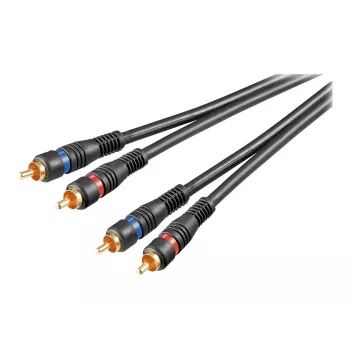 Wentronic Goobay - Audio Cable - Composite Audio - RCA (S) to RCA (S) - 1.5 M - Double-Shielded Coaxial Cable - Black (50032)