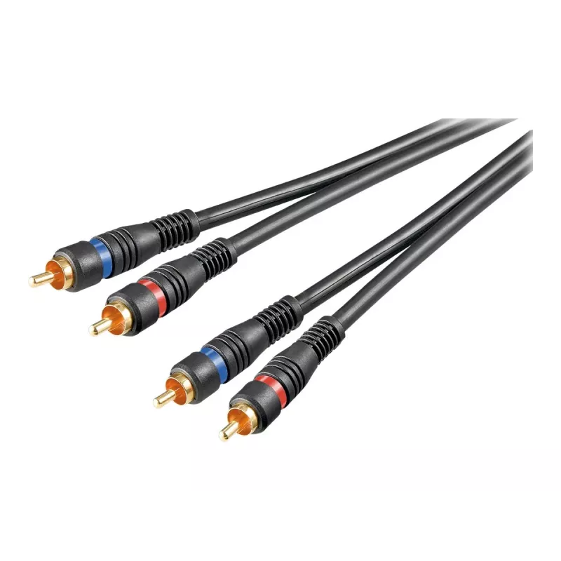 Wentronic Goobay - Audio Cable - Composite Audio - RCA (S) to RCA (S) - 1.5 M - Double-Shielded Coaxial Cable - Black (50032)