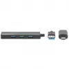 Manhattan USB-C & USB-A Combo Dock/Hub, Ports (4): USB-A (x4), 5 Gbps (USB 3.2 Gen1 aka USB 3.0), USB powered (no external power supply required)