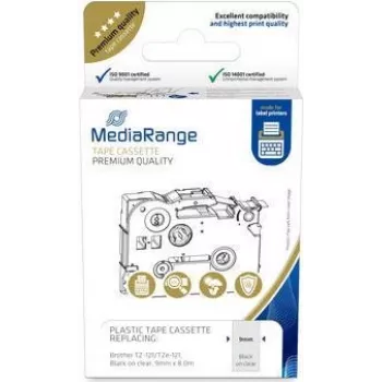 MediaRange Plastic tape cassette MRBTZ121 9mm 8m black on clear