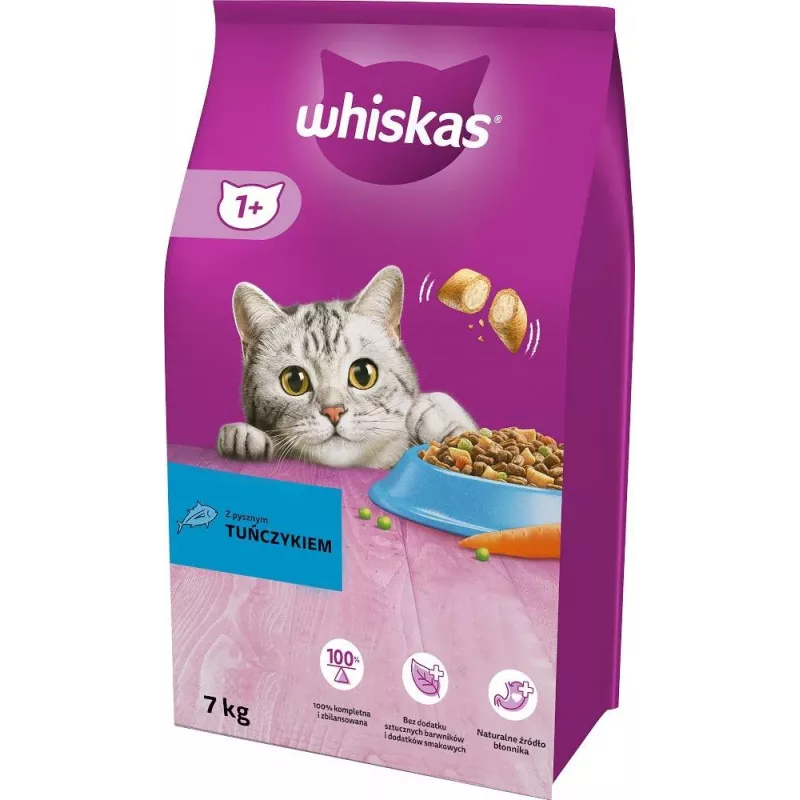 Dry cat food Whiskas Cat Adult with tuna 7 kg — complete dry kibble for adult cats, 30.8% protein, 12% fat