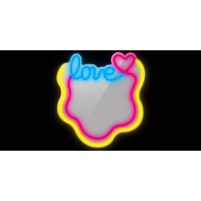 LED neon mirror light MANTA MASNL131MT – 'LOVE' design, built-in LED neon illumination