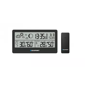 Weather station BLAUPUNKT WS20BK — indoor/outdoor temperature & humidity display, black, 1 sensor, LCD, battery-powered