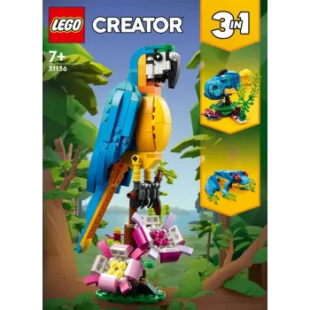 LEGO building set Exotic Parrot 31136 — Creator display model, 253 pieces, 220×120×110 mm