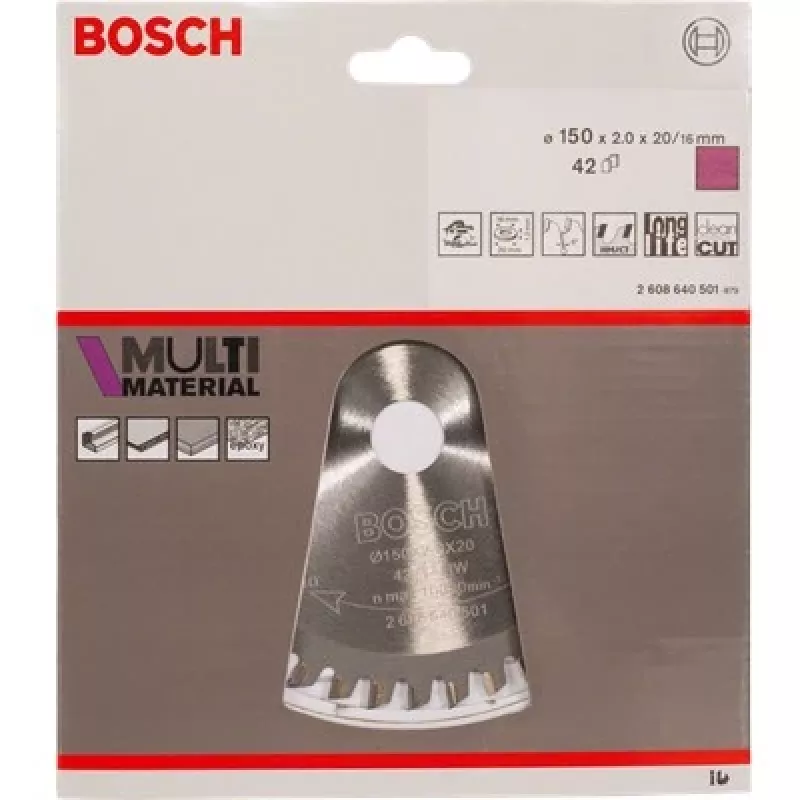 Bosch Multi Material Circular Saw Blades, Multi, 19 cm, 3 cm, 1.8 mm, 2.4 mm, HLTCG (High-Low Triple Chip Grind)