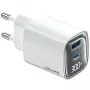 USB and USB-C 30W GaN Fast Charger usams CC229 White — LED indicator, compact design