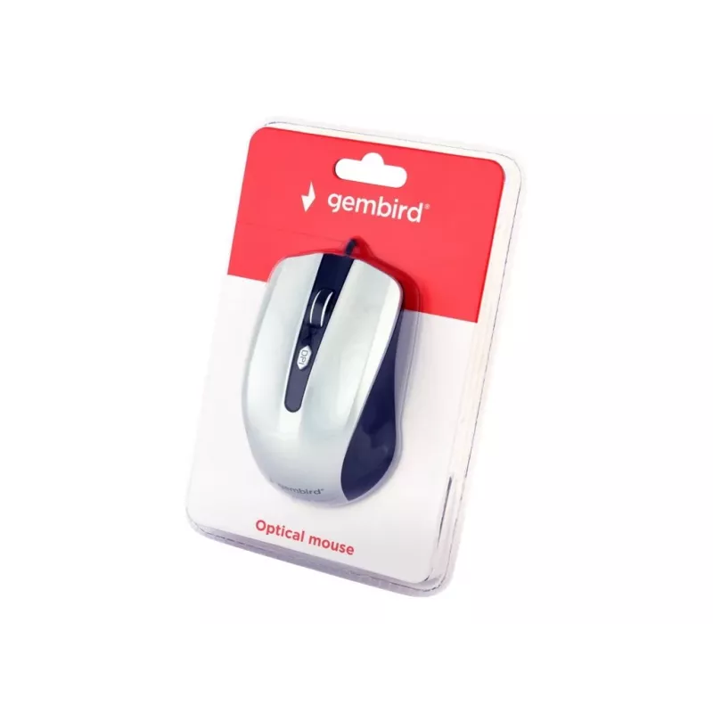 Wired ambidextrous optical mouse GEMBIRD MUS-4B-01-BS, USB Type-A, 1200 DPI, 4 buttons, black/silver