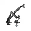 Manhattan Dual Desk Mount for TV & Monitors (Full Motion Gas Spring) with built-in Dock, For screens to 27 inch, Ports (x7): Ethernet,HDMI (x2),USB-A (x3) and USB-C,Power Delivery (100W) to USB-C Port (Separate USB-C wall charger/cable needed),VESA: 75x75 and 100x100mm